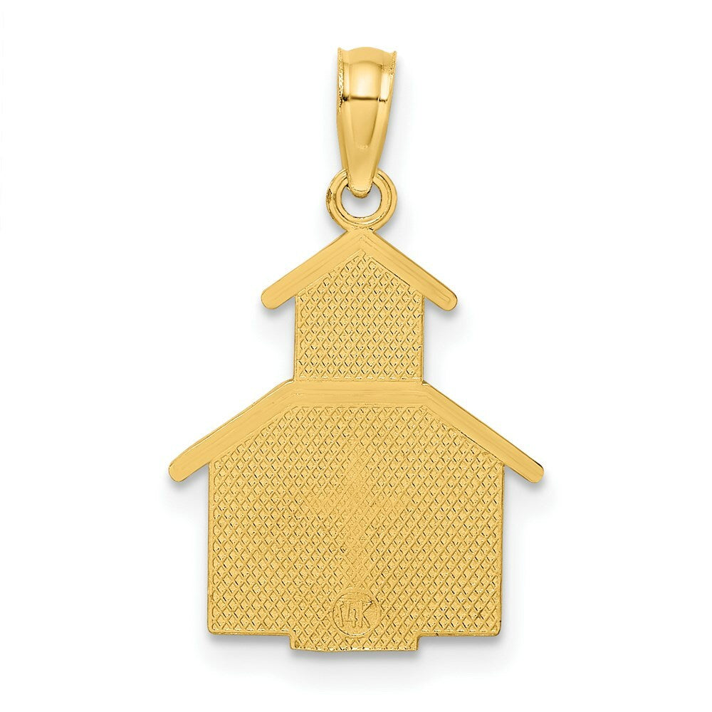 14K Yellow Gold Church With Cross On Door Charm Pendant