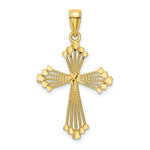 Load image into Gallery viewer, 14K Yellow Gold Diamond-cut &amp; Cut-Out Stripes With Heart in Center Cross Charm Pendant
