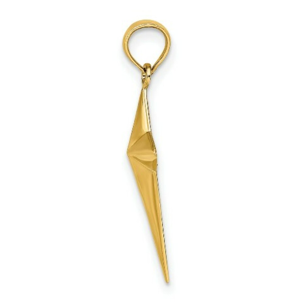 14K Yellow Gold 2-D Polished Triangle Tipped Cross Charm Pendant
