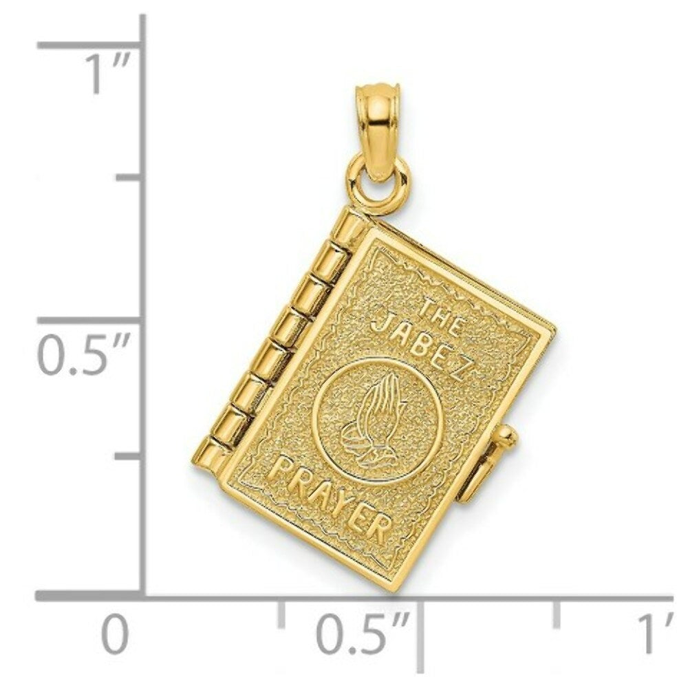 14K Yellow Gold 3-D With Moveable Pages Prayer Of Jabez Book Charm Pendant