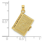 Load image into Gallery viewer, 14K Yellow Gold 3-D With Moveable Pages Prayer Of Jabez Book Charm Pendant
