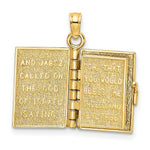 Load image into Gallery viewer, 14K Yellow Gold 3-D With Moveable Pages Prayer Of Jabez Book Charm Pendant
