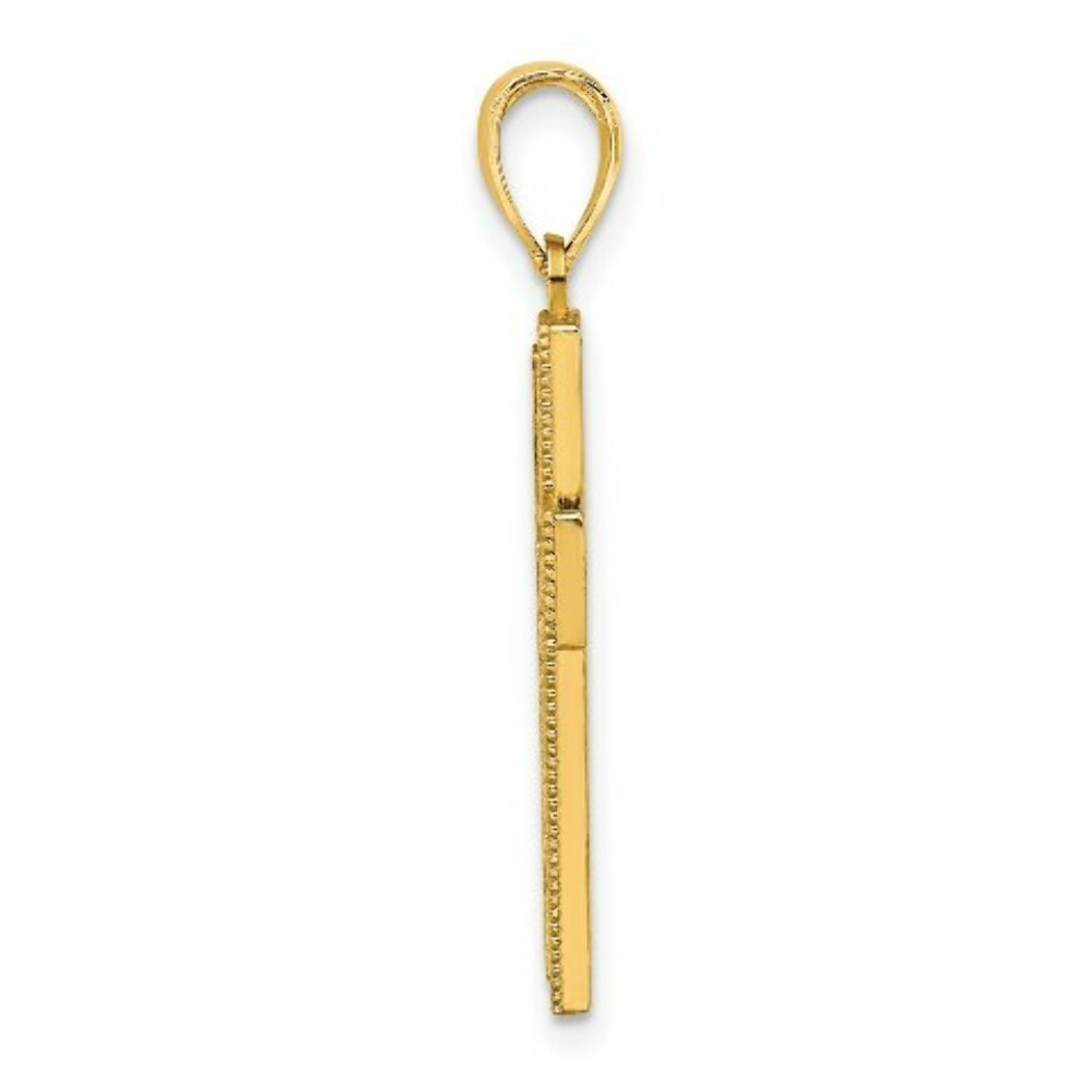 14K Yellow Gold Block Cross Charm Pendant