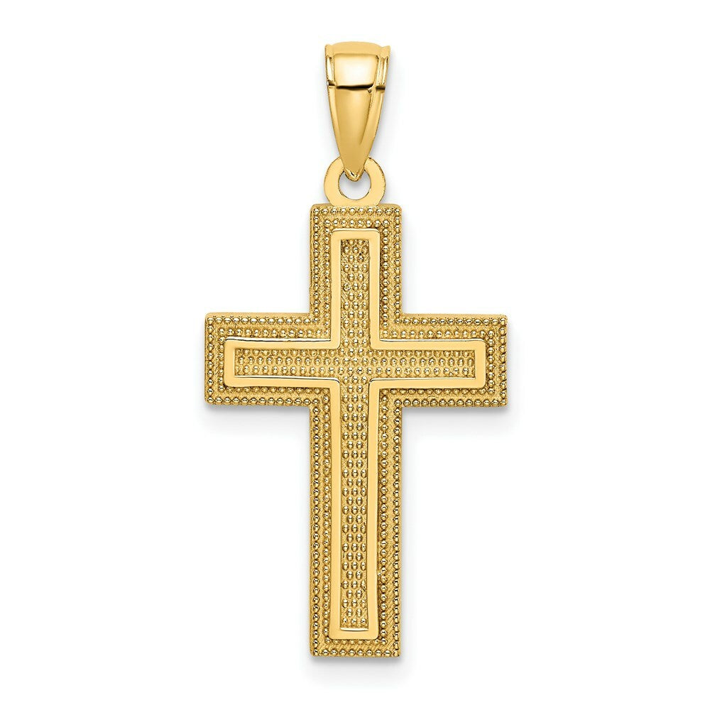 14K Yellow Gold Block Cross Charm Pendant