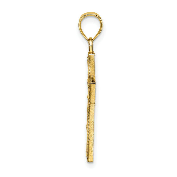 14K Yellow Gold Diamond-cut Block Cross Charm Pendant