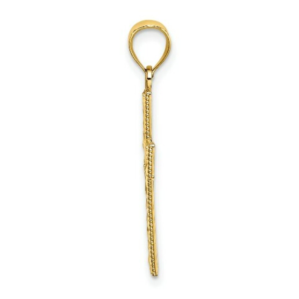 14K Yellow Gold Diamond-cut EDGE & FILIGREE CENTER Cross Charm Pendant