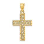 Load image into Gallery viewer, 14K Yellow Gold Diamond-cut EDGE &amp; FILIGREE CENTER Cross Charm Pendant
