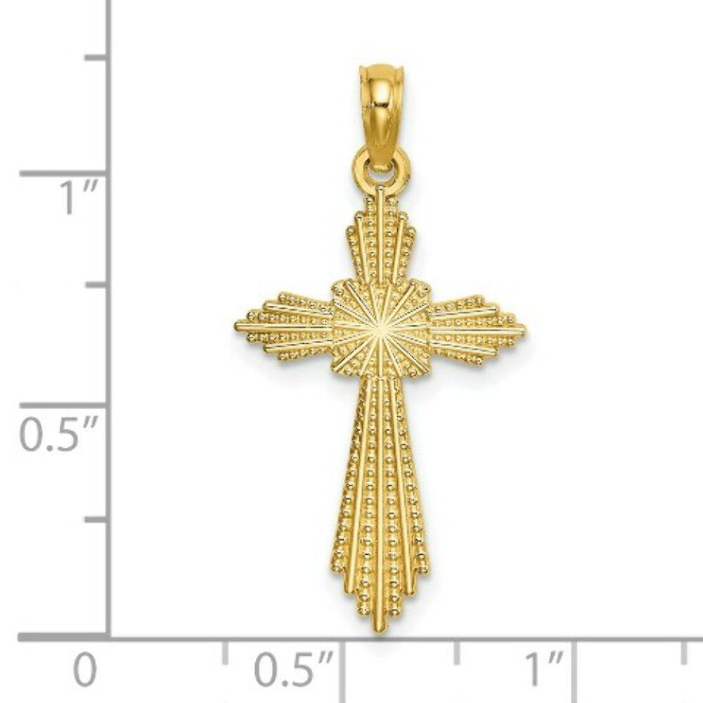 14K Yellow Gold With Pointed Ends Fancy Cross Charm Pendant