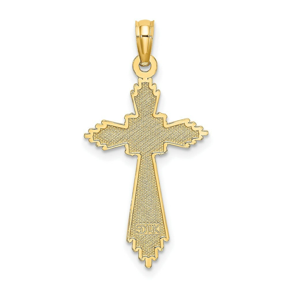 14K Yellow Gold With Pointed Ends Fancy Cross Charm Pendant