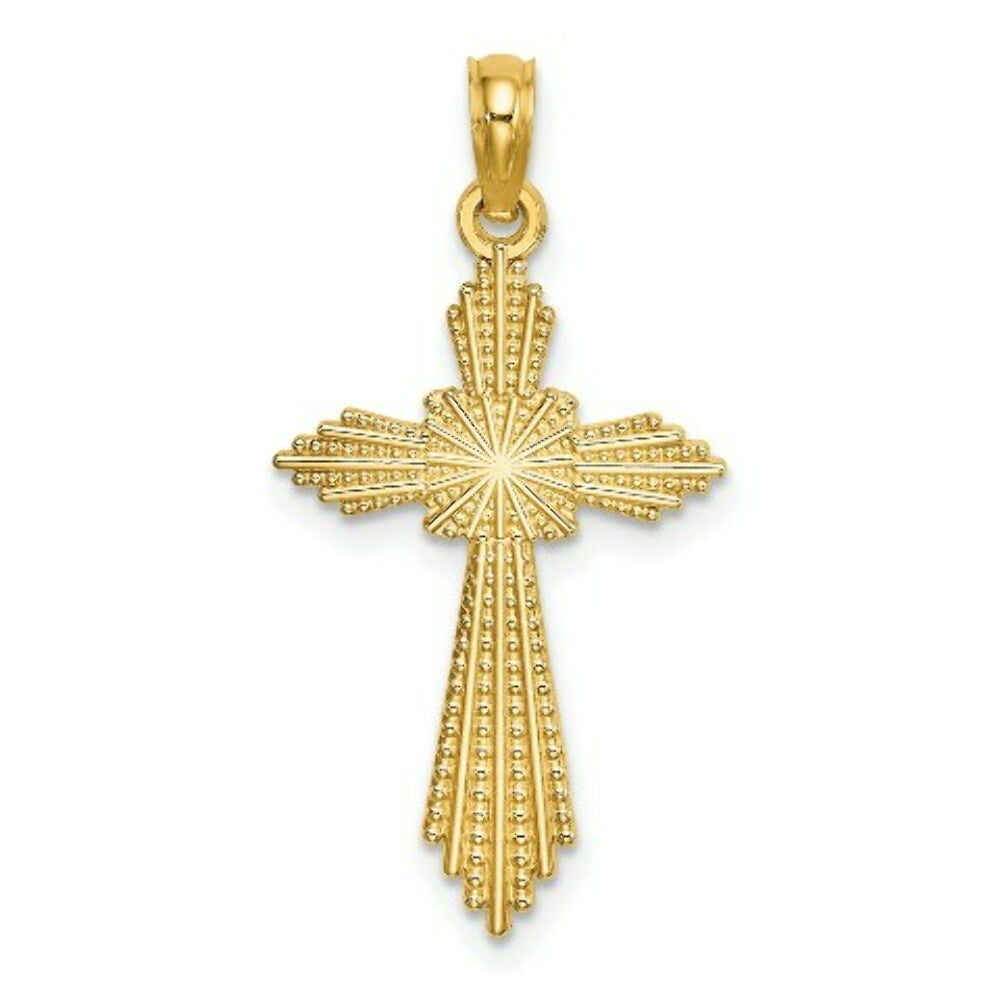 14K Yellow Gold With Pointed Ends Fancy Cross Charm Pendant