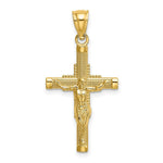 Load image into Gallery viewer, 14K Yellow Gold Beaded Accent With Cross Behind Crucifix Charm Pendant
