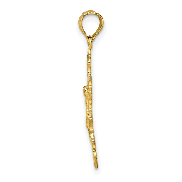 14K Yellow Gold Crucifix With Fancy Edges Charm Pendant