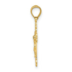 Load image into Gallery viewer, 14K Yellow Gold With Textured Scalloped Edge Crucifix Charm Pendant
