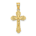 Load image into Gallery viewer, 14K Yellow Gold With Textured Scalloped Edge Crucifix Charm Pendant

