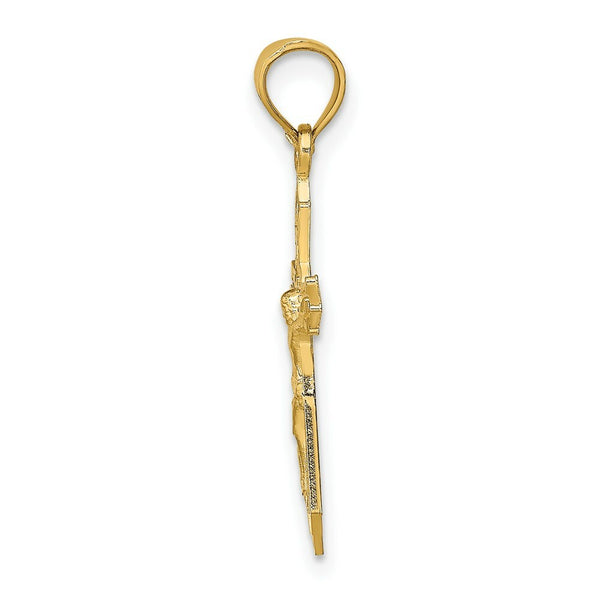 14K Yellow Gold With Arrow Pointed Ends Crucifix Charm Pendant