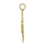 Load image into Gallery viewer, 14K Yellow Gold Beaded Accent With Cross Behind Crucifix Charm Pendant

