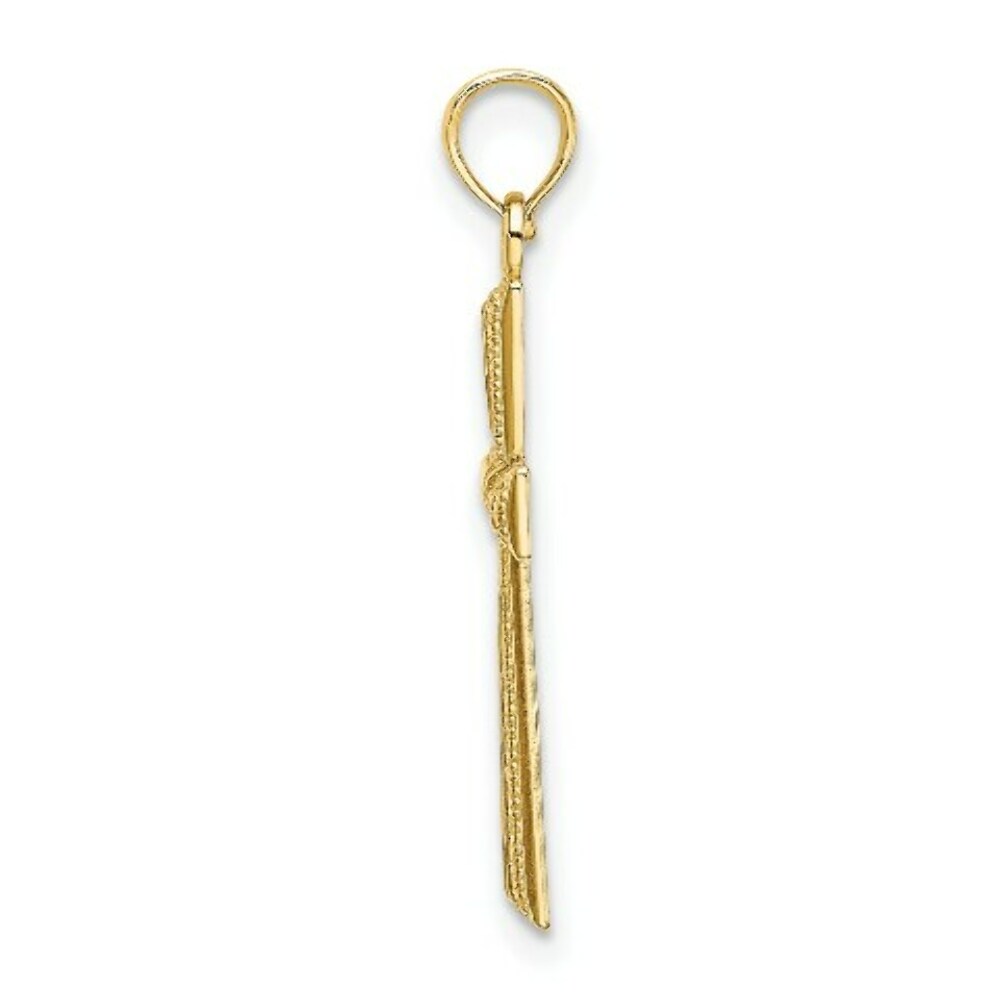 14K Yellow Gold Diamond-cut & Textured Cross Charm Pendant