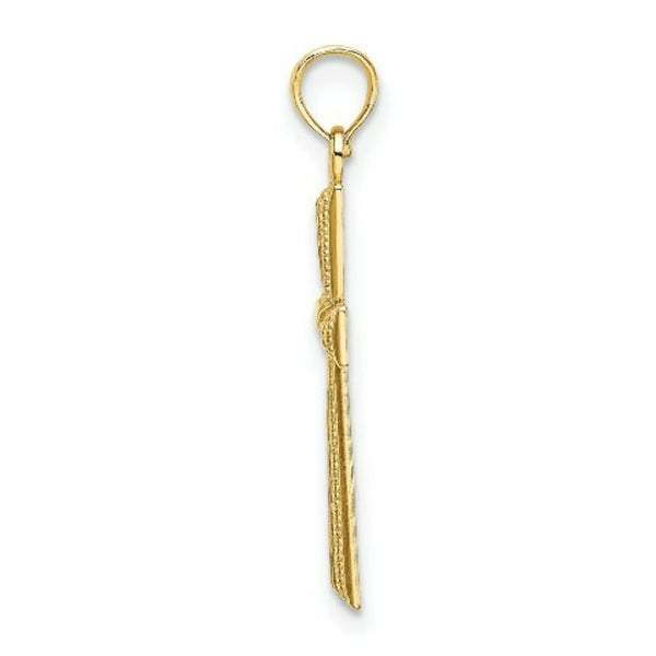 14K Yellow Gold Diamond-cut & Textured Cross Charm Pendant