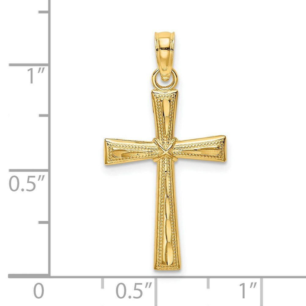 14K Yellow Gold Diamond-cut & Textured Cross Charm Pendant
