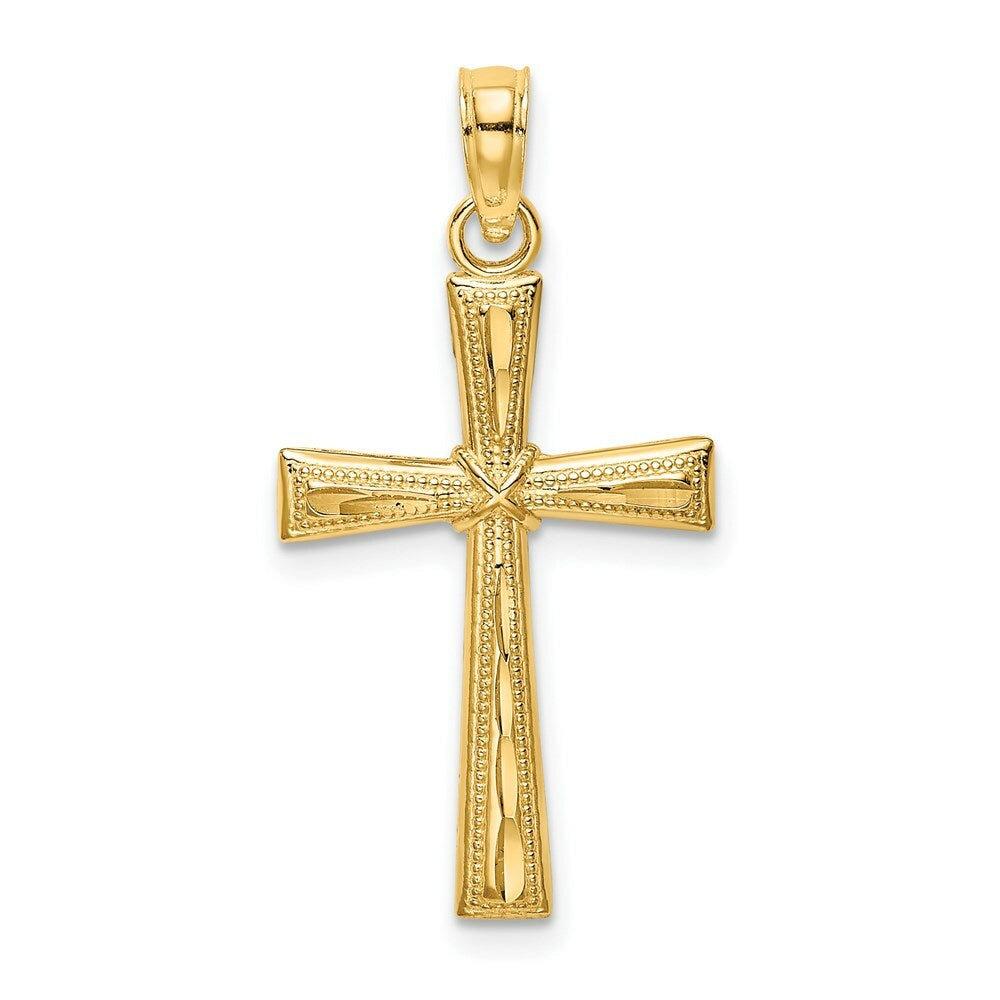 14K Yellow Gold Diamond-cut & Textured Cross Charm Pendant