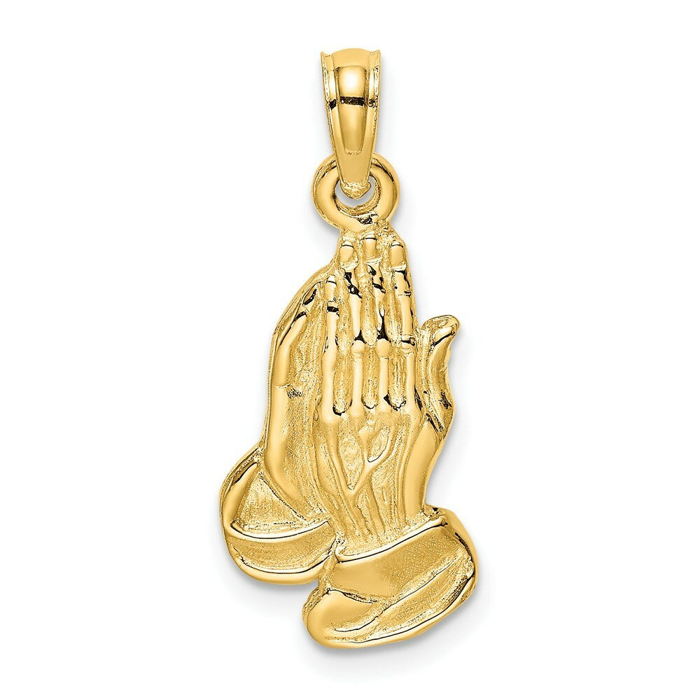 14K Yellow Gold 2-D Praying Hands Charm Pendant