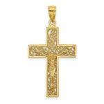 Load image into Gallery viewer, 14K Yellow Gold Textured Swirl Design Crucifix Charm Pendant
