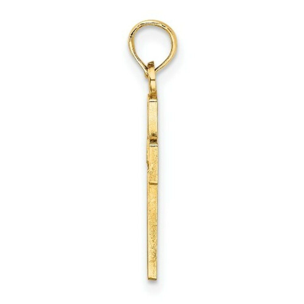 14K Yellow Gold Flower In Cross Charm Pendant