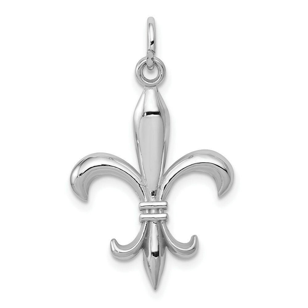 14K White Gold Polished Fleur De Lis Charm
