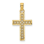 Load image into Gallery viewer, 14K Yellow Gold Diamond-cut EDGE &amp; FILIGREE CENTER Cross Charm Pendant
