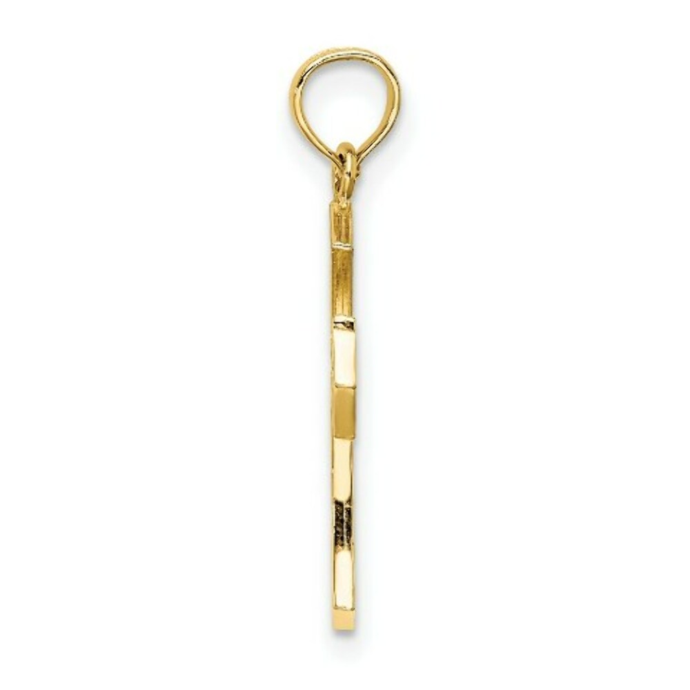 14K Yellow Gold Textured Cut-Out Center Cross Charm Pendant