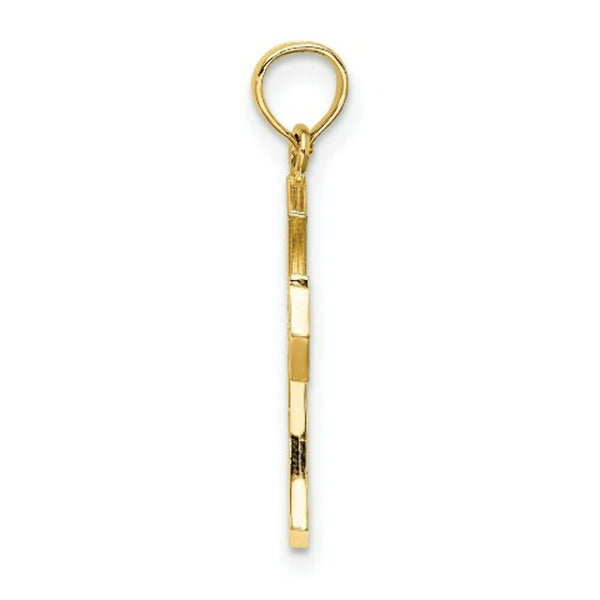14K Yellow Gold Textured Cut-Out Center Cross Charm Pendant