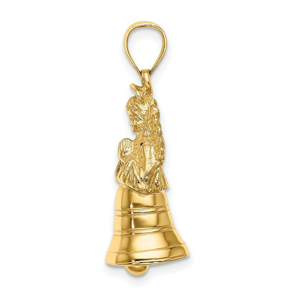14K Yellow Gold 3-D With Moveable Angel Charm Pendant