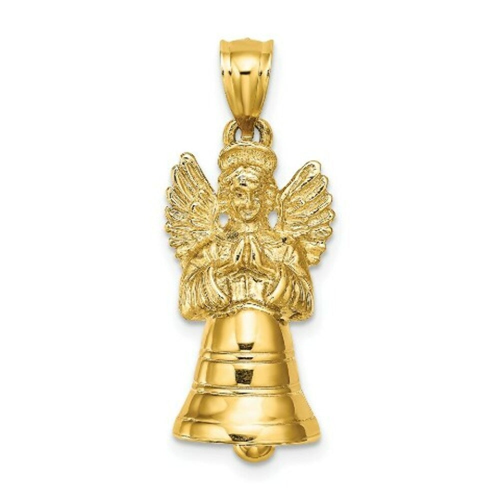 14K Yellow Gold 3-D With Moveable Angel Charm Pendant