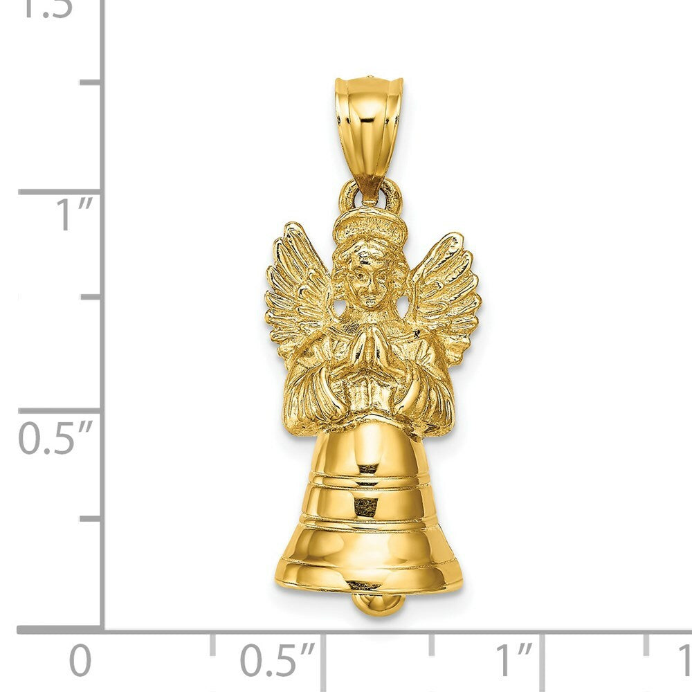 14K Yellow Gold 3-D With Moveable Angel Charm Pendant
