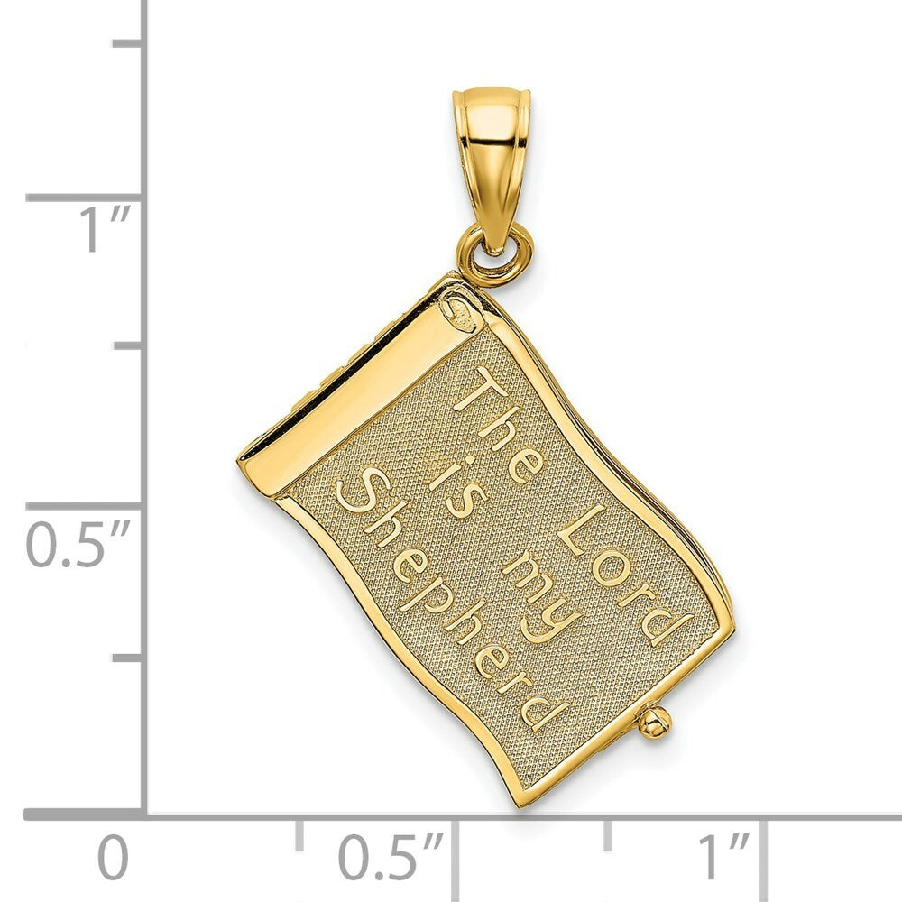 14K Yellow Gold 3-D With Moveable Pages THE LORD IS MY SHEPHERD(PSALM 23) Charm Pendant