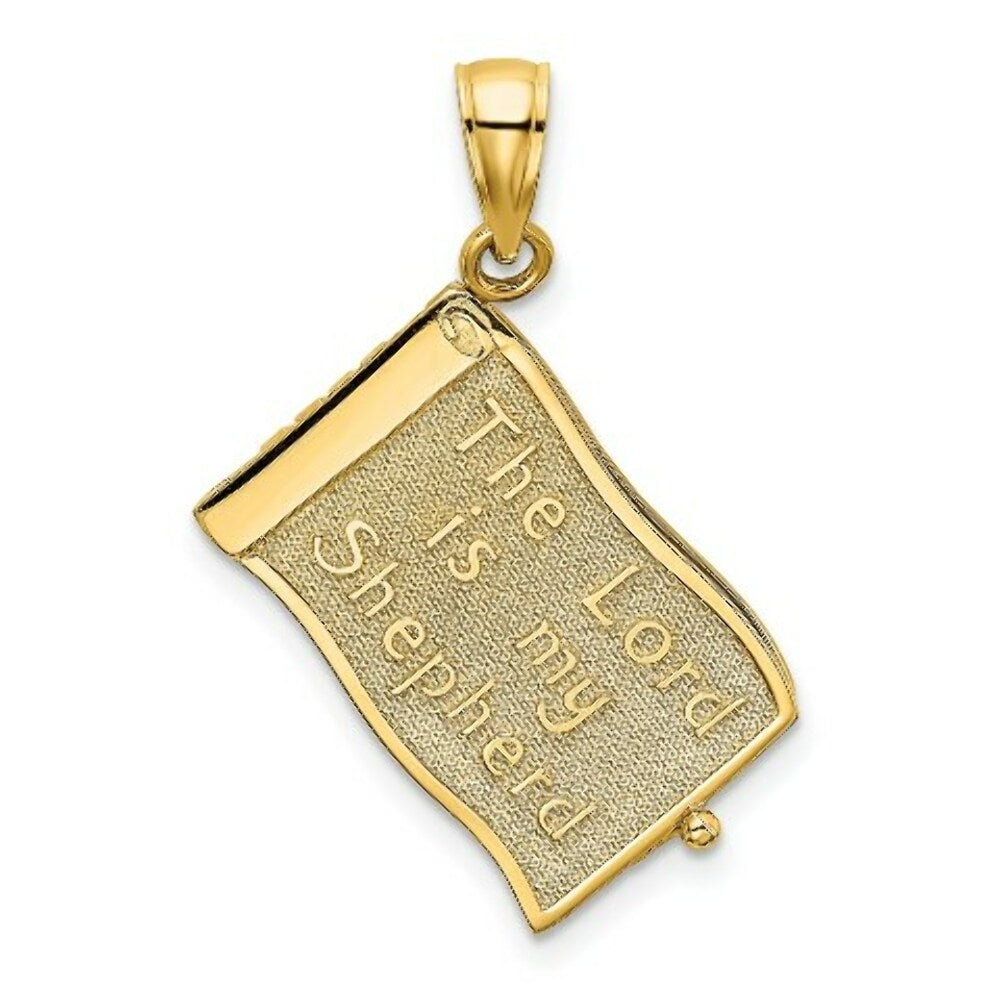 14K Yellow Gold 3-D With Moveable Pages THE LORD IS MY SHEPHERD(PSALM 23) Charm Pendant