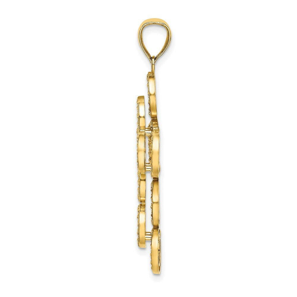 14K Yellow Gold 2-D Circular Infinity Illusion Cross Charm Pendant