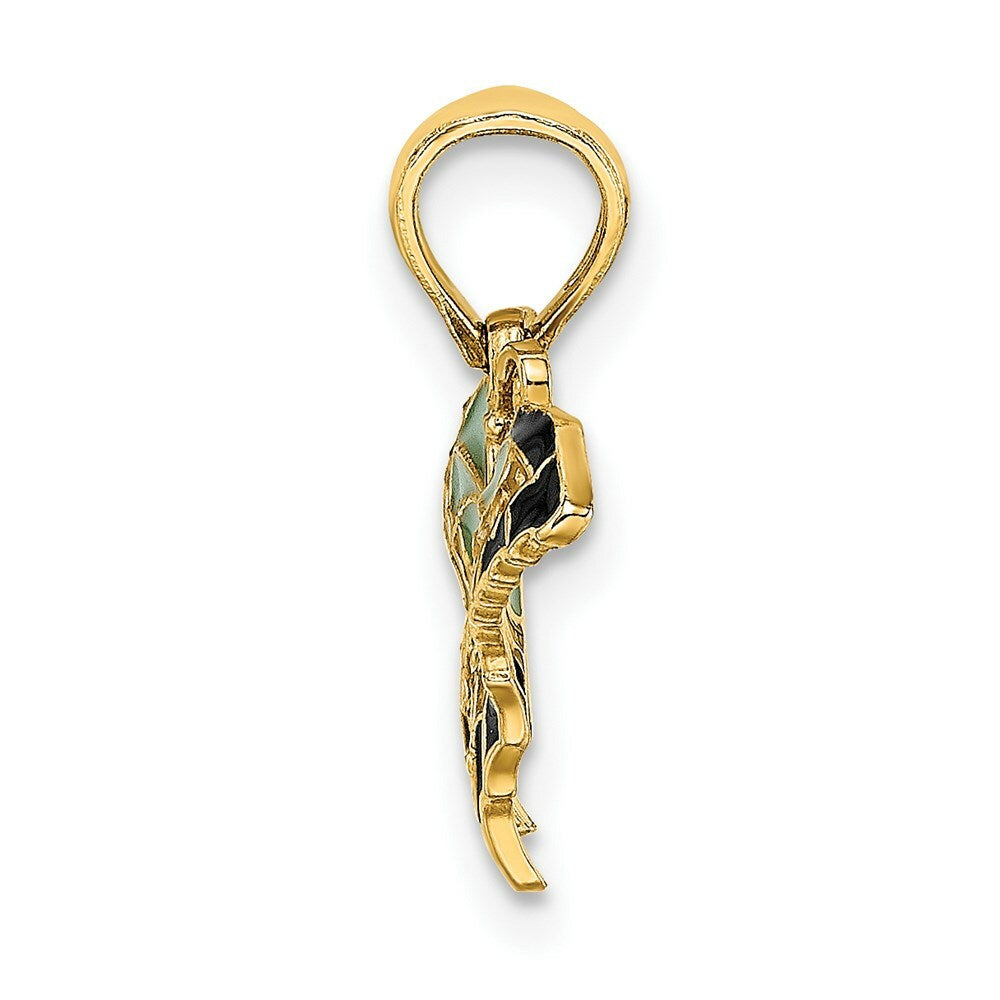 14K Yellow Gold Small With Stained Glass Wings Butterfly Charm Pendant