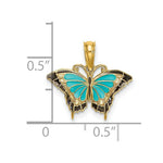 Load image into Gallery viewer, 14K Yellow Gold Small With Stained Glass Wings Butterfly Charm Pendant
