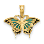 Load image into Gallery viewer, 14K Yellow Gold Small With Stained Glass Wings Butterfly Charm Pendant

