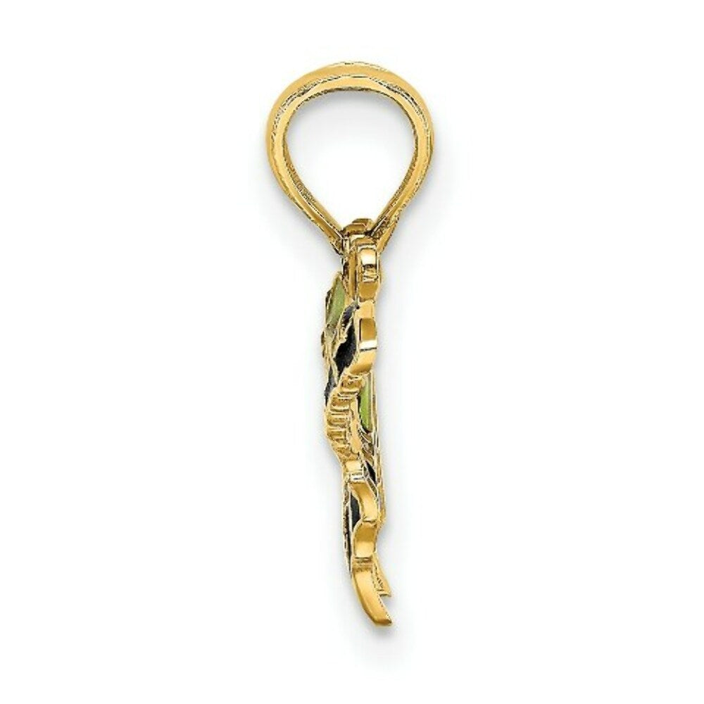 14K Yellow Gold Small Stained Glass Butterfly Charm Pendant