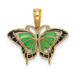 Load image into Gallery viewer, 14K Yellow Gold Small Stained Glass Butterfly Charm Pendant
