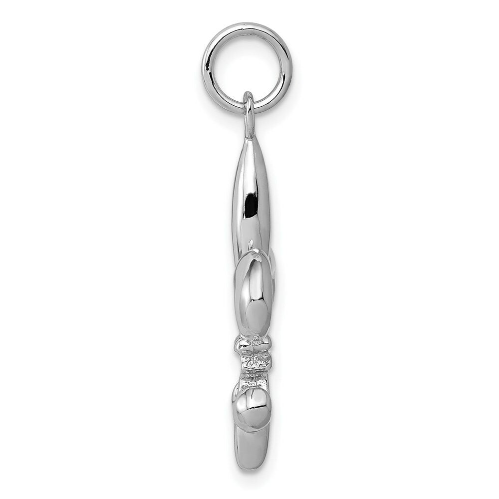 14K White Gold Solid Polished 3-Dimensional Fleur de Lis Charm
