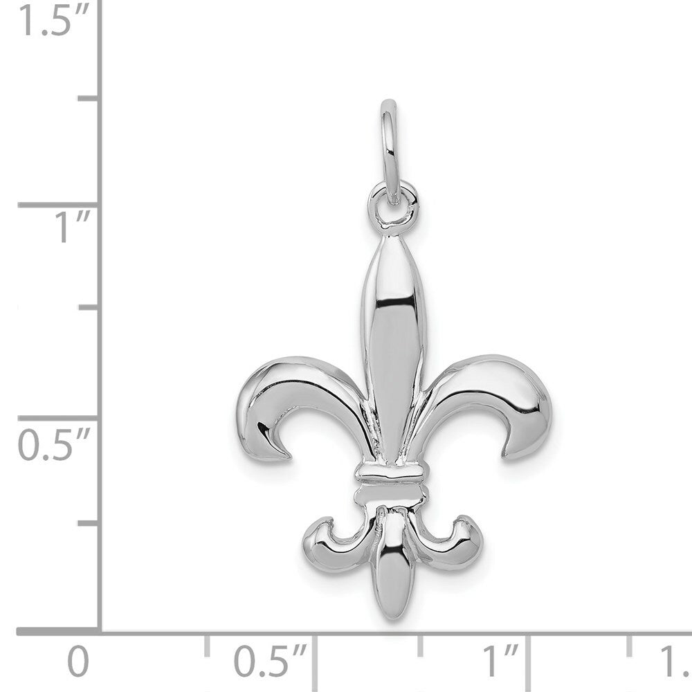 14K White Gold Solid Polished 3-Dimensional Fleur de Lis Charm