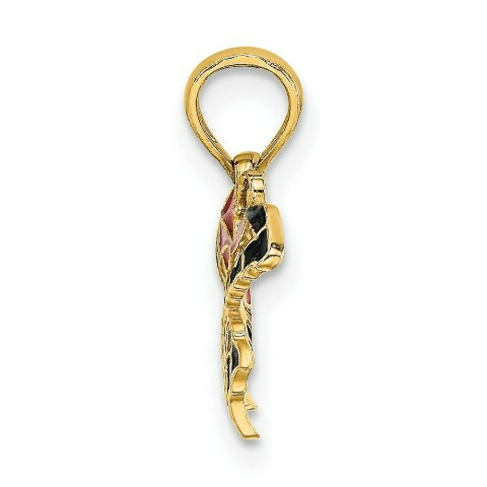 14K Yellow Gold Small Stained Glass Pink Butterfly
