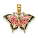 Load image into Gallery viewer, 14K Yellow Gold Small Stained Glass Pink Butterfly
