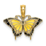Load image into Gallery viewer, 14K Yellow Gold Small Stained Glass Yellow Butterfly Charm Pendant
