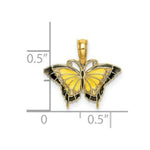Load image into Gallery viewer, 14K Yellow Gold Small Stained Glass Yellow Butterfly Charm Pendant
