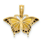 Load image into Gallery viewer, 14K Yellow Gold Small Stained Glass Yellow Butterfly Charm Pendant
