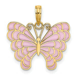 Load image into Gallery viewer, 14K Yellow Gold BUTTERFLY With LAVENDER STAINED GLASS WINGS
